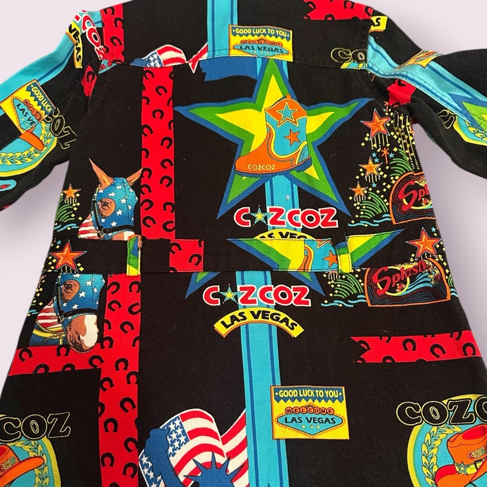 Kids Coz Co Colorful Graphic Long Sleeve Coat Las Vegas Americana Print - Picture 7 of 9